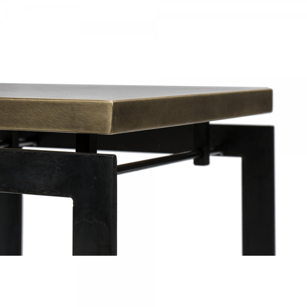 Iron Side Table with Brass Surface #3-045