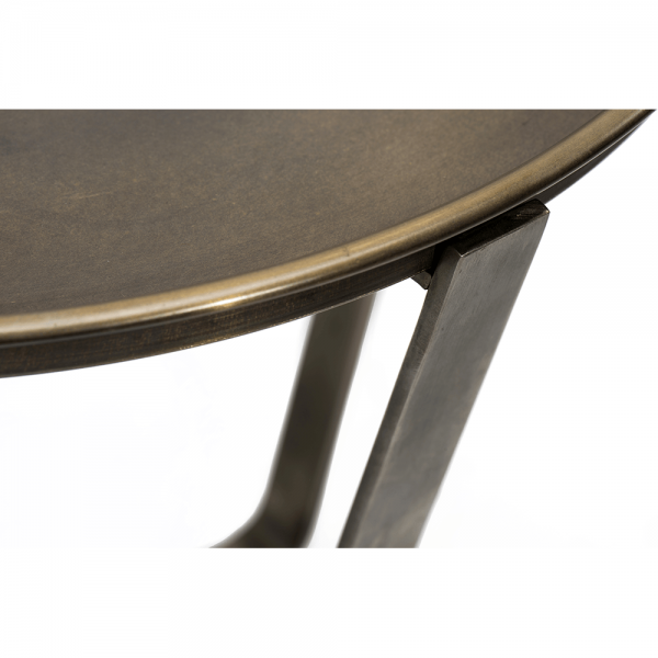 Round Side Table with Brass Tray #3-029
