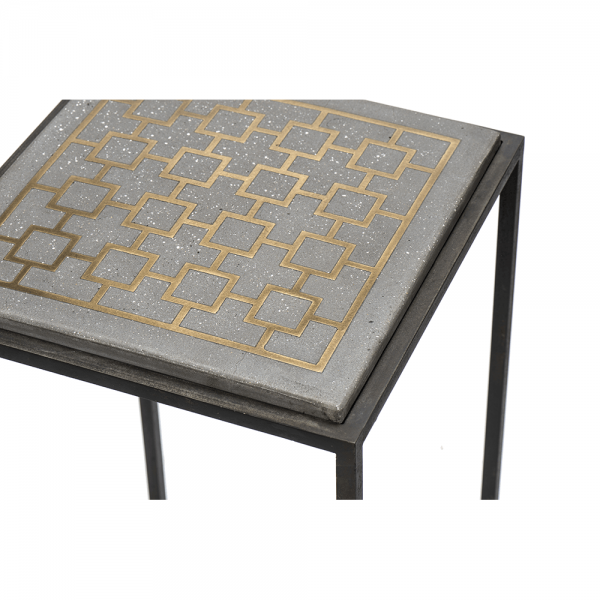 Side Table with Concrete and Brass Surface #3-041