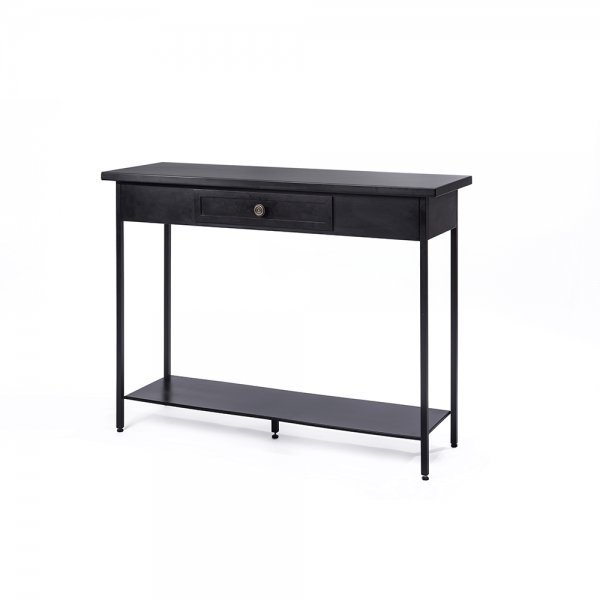 Black Iron Console with Drawer and Knob #3-002