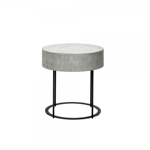 Round Side Table with Concrete Surface #3-055