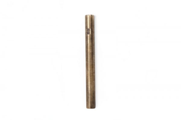Antique brass Tubular Mezuzah For A 12 CM Scroll And a Engraved “Shin”