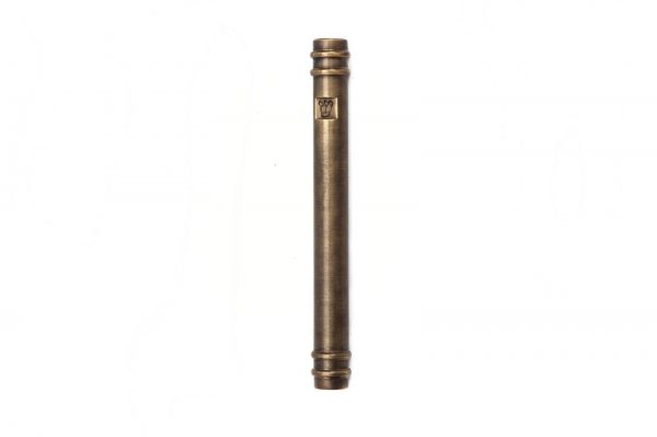 Shiny brass Mezuzah with Rings for 12-cm Scroll with Engraved “Shin”