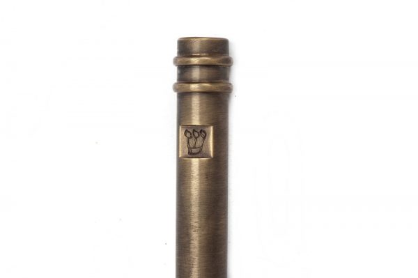 Antique brass Mezuzah with Rings for 12-cm Scroll with Engraved “Shin”