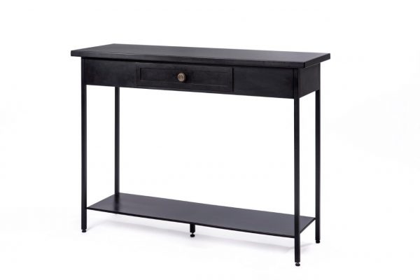 Black Iron Console With A Drawer And A Knob