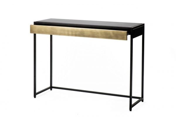 Classic black Iron Console With A brass Drawer