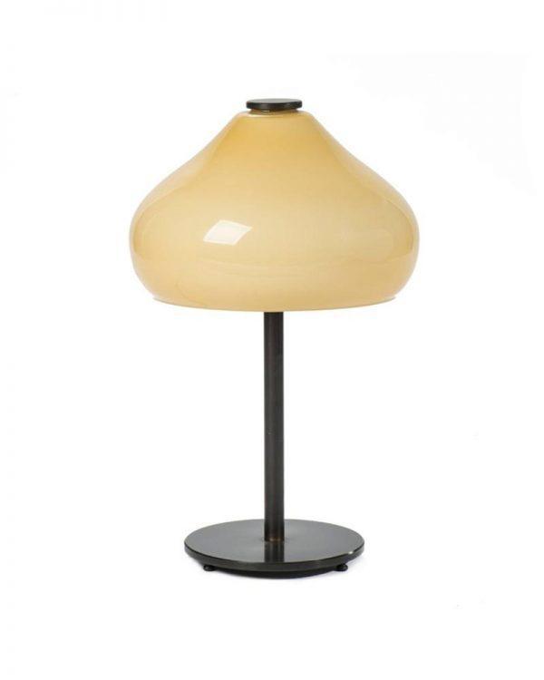 #2-025B מנורת שולחן רטרו זכוכית בשילוב פליז